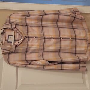 American Eagle Ladies Plaid Snap Closure Shirt Size Medium